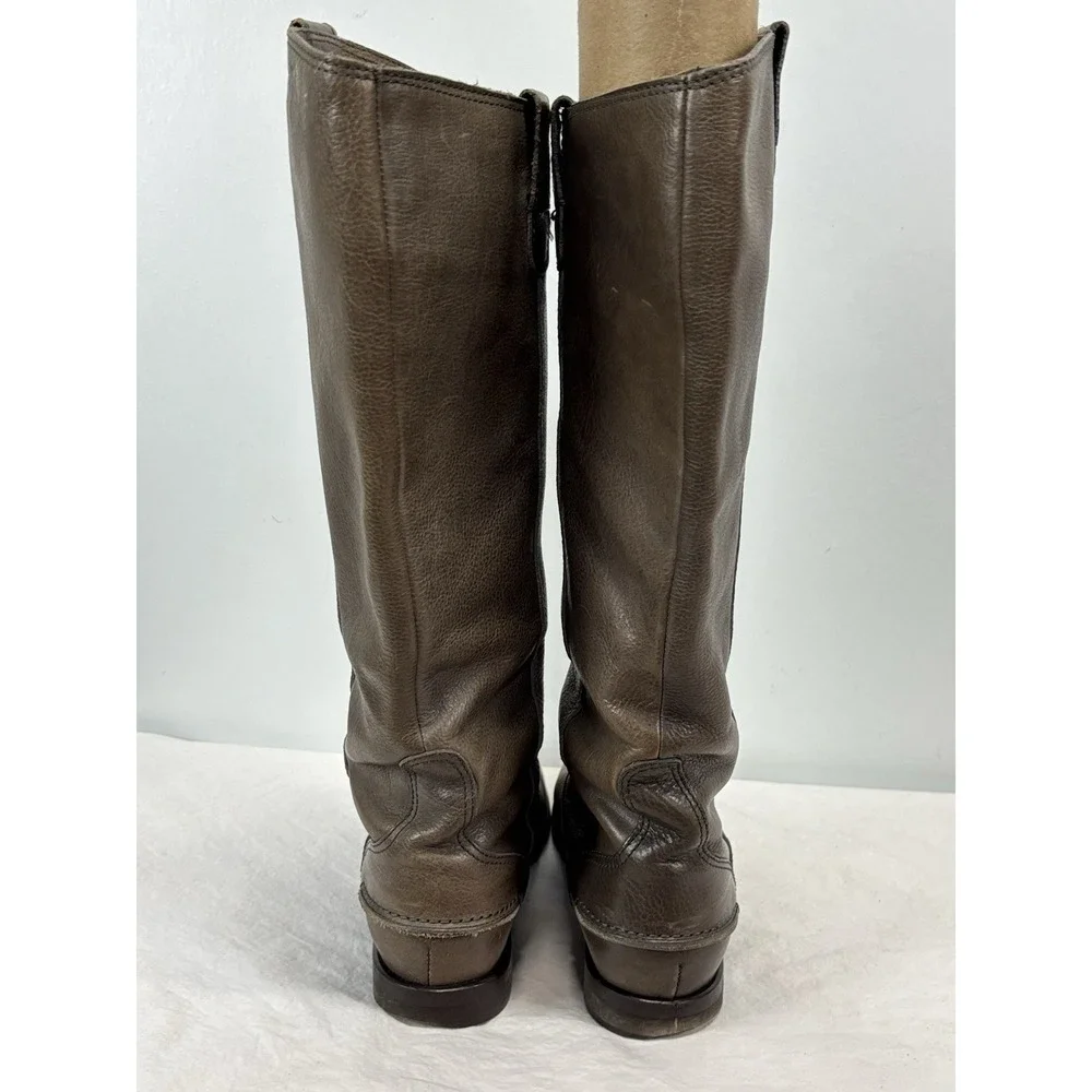 Madewell 1937 Leather Riding Boots Womens 7 Grey Brown Pull On Made In Italy